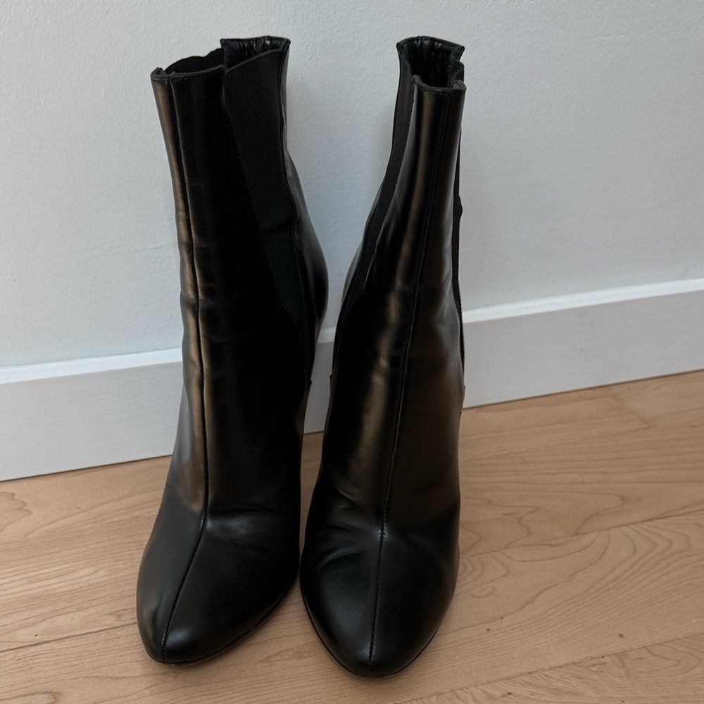 VINTAGE ALAÏA Paris Black Leather Pointed Toe Stiletto Ankle Boots - Size 38 - Picture 4 of 14